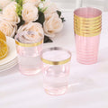 25 - Pack Plastic Tumbler Cups Transparent Blush with Gold Rim - Stylish Disposable Party Glasses 10oz - Bell Racket Store