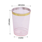 25 - Pack Plastic Tumbler Cups Transparent Blush with Gold Rim - Stylish Disposable Party Glasses 10oz - Bell Racket Store