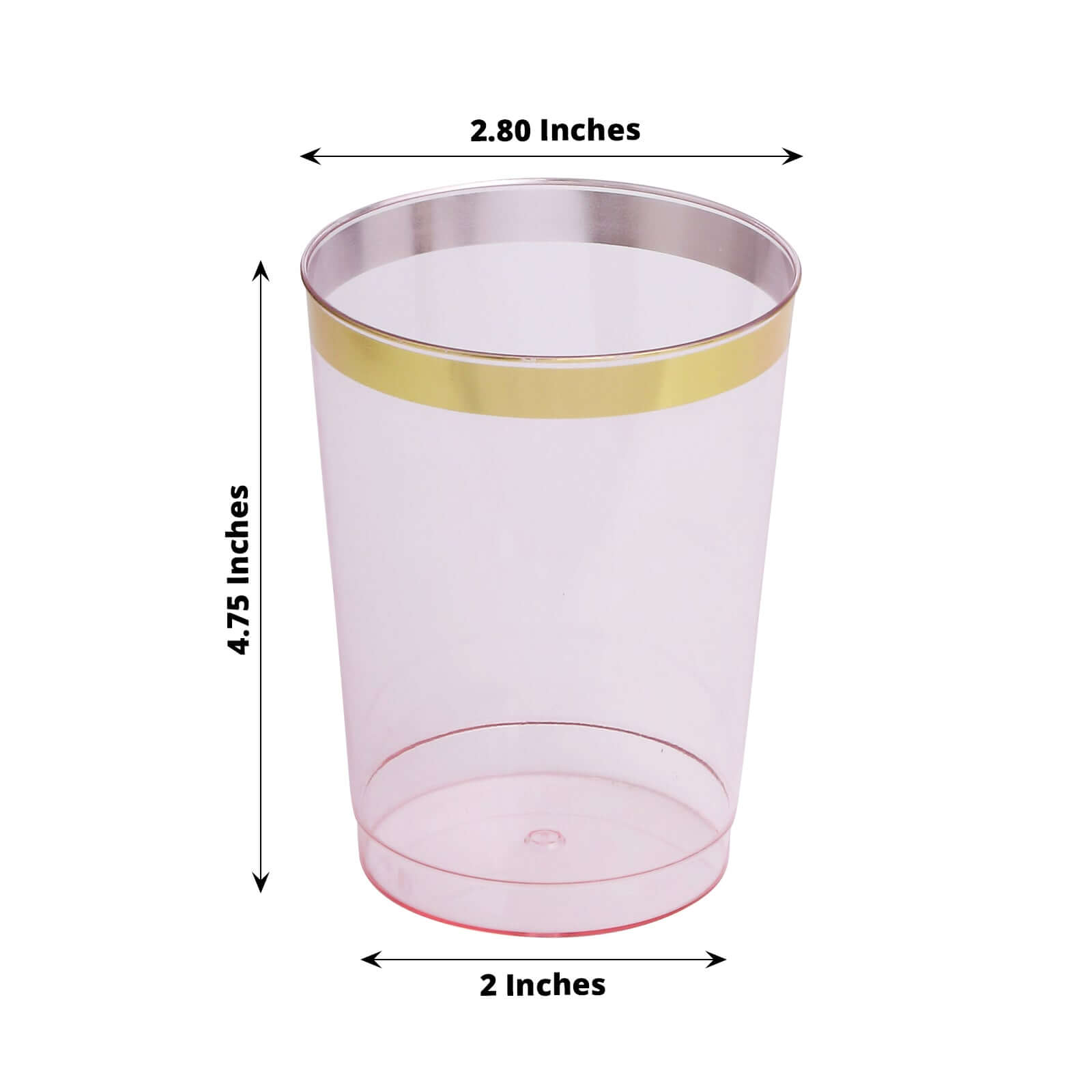 25 - Pack Plastic Tumbler Cups Transparent Blush with Gold Rim - Stylish Disposable Party Glasses 10oz - Bell Racket Store