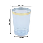 25 - Pack Plastic Tumbler Cups Transparent Dusty Blue with Gold Rim - Stylish Disposable Party Glasses 10oz - Bell Racket Store