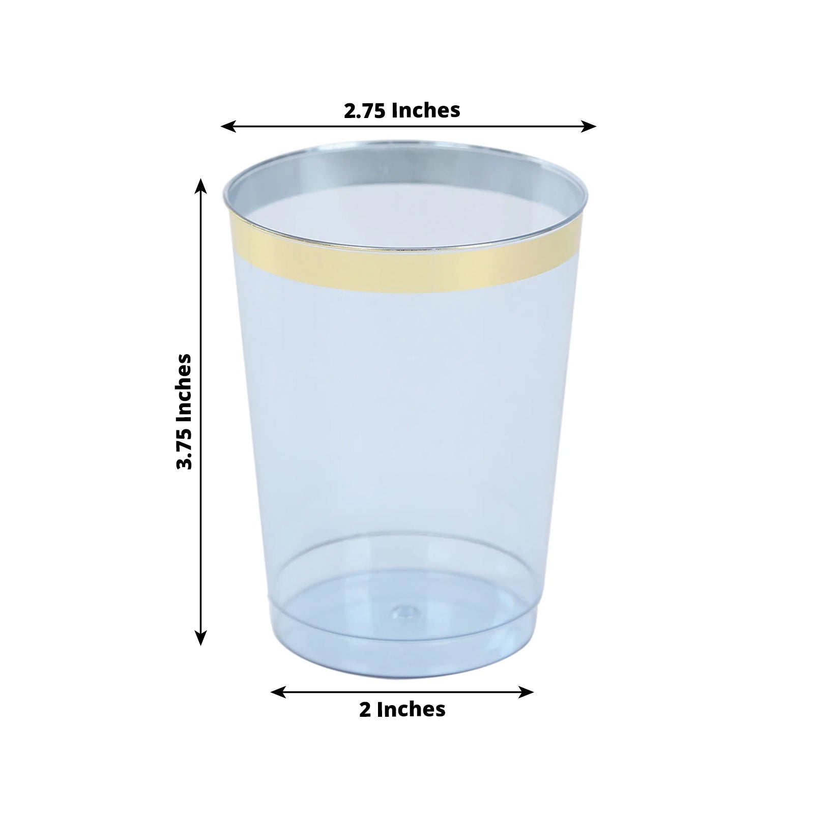 25 - Pack Plastic Tumbler Cups Transparent Dusty Blue with Gold Rim - Stylish Disposable Party Glasses 10oz - Bell Racket Store
