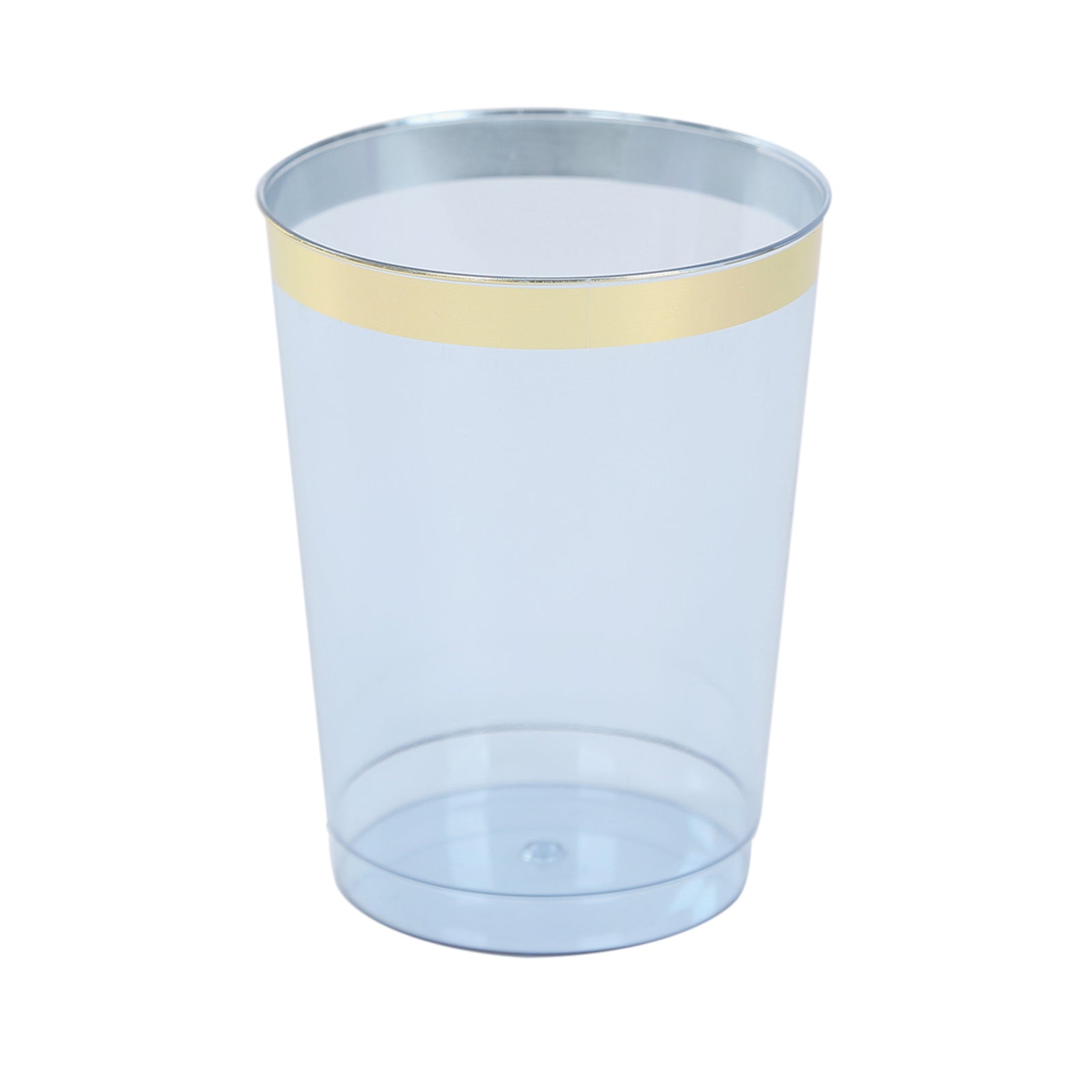 25 - Pack Plastic Tumbler Cups Transparent Dusty Blue with Gold Rim - Stylish Disposable Party Glasses 10oz - Bell Racket Store