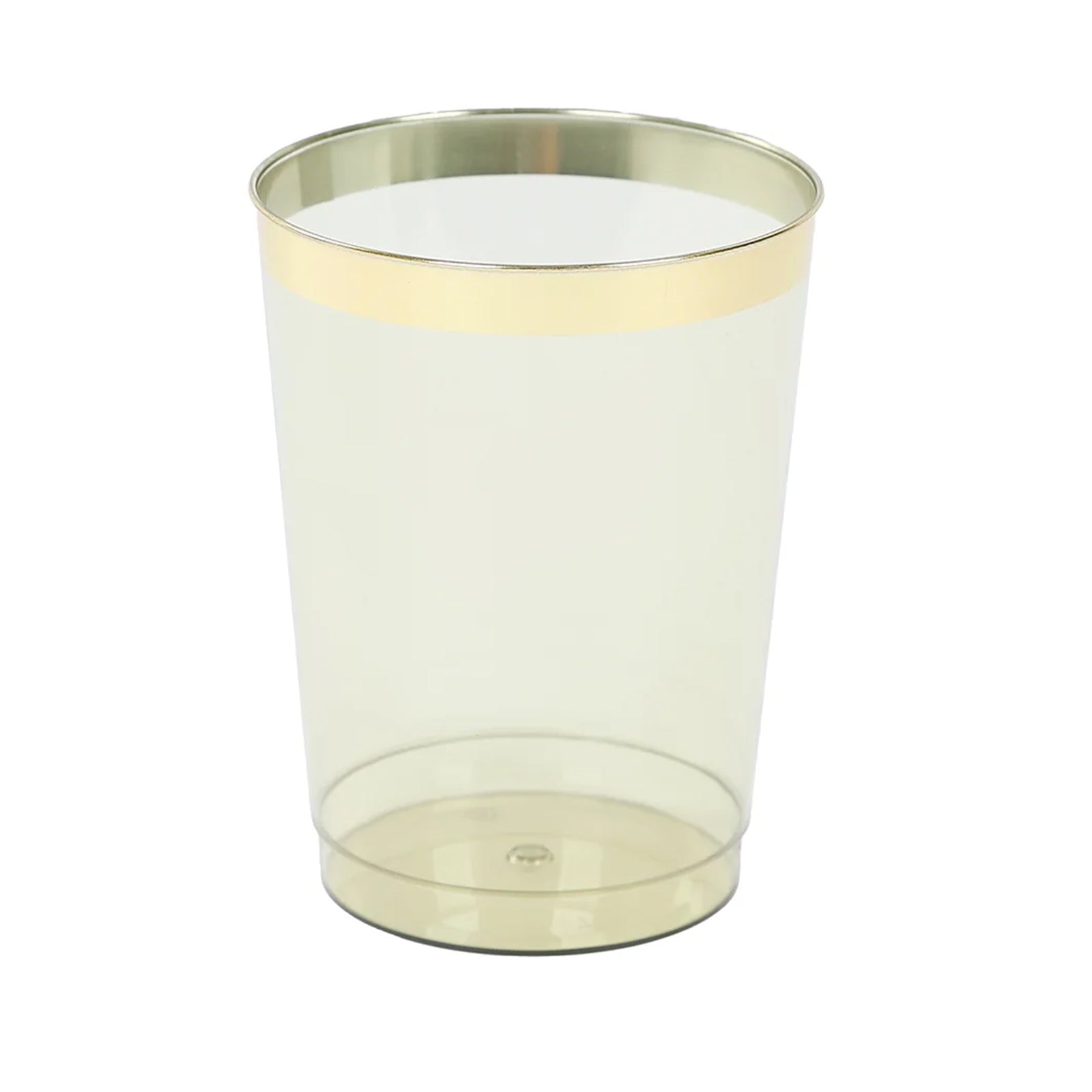 25 - Pack Plastic Tumbler Cups Transparent Dusty Sage Green with Gold Rim - Stylish Disposable Party Glasses 10oz - Bell Racket Store