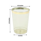 25 - Pack Plastic Tumbler Cups Transparent Dusty Sage Green with Gold Rim - Stylish Disposable Party Glasses 10oz - Bell Racket Store
