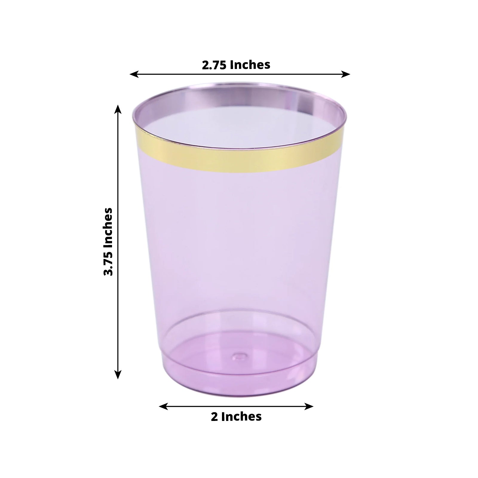 25 - Pack Plastic Tumbler Cups Transparent Purple with Gold Rim - Stylish Disposable Party Glasses 10oz - Bell Racket Store