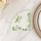 25 - Pack Round Paper Cocktail Napkins with Floral Greenery and Scalloped Edge White - Disposable 2 Ply Beverage Napkins 6.25"x6.25" - Bell Racket Store