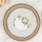 25 - Pack Round Paper Cocktail Napkins with Floral Lined Pattern White/Sage Green - Disposable 2 Ply Beverage Napkins 6"x6" - Bell Racket Store