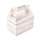 25 Pack Rustic White Candy Gift Tote Gable Boxes With Wood Plank Pattern, Party Favor Treat Boxes - 4"x2.5"x4.5" - Bell Racket Store