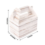 25 Pack Rustic White Candy Gift Tote Gable Boxes With Wood Plank Pattern, Party Favor Treat Boxes - 4"x2.5"x4.5" - Bell Racket Store