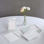 25 - Pack Thank You Cards White Green Eucalyptus Leaves Design with Envelopes - Picture Insert Invitation Cards for Parties & Milestones 3.5"x5.5" - Bell Racket Store