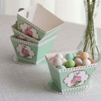 25 Pack Turquoise Mini Teacup and Saucer Party Favor Boxes with Rose Floral Print, Tea Time Candy Boxes - 4"x3" - Bell Racket Store