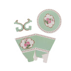25 Pack Turquoise Mini Teacup and Saucer Party Favor Boxes with Rose Floral Print, Tea Time Candy Boxes - 4"x3" - Bell Racket Store