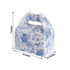 25 Pack White Blue Candy Gift Tote Gable Boxes in French Toile Pattern, Party Favor Treat Boxes - 6"x3.5"x7" - Bell Racket Store