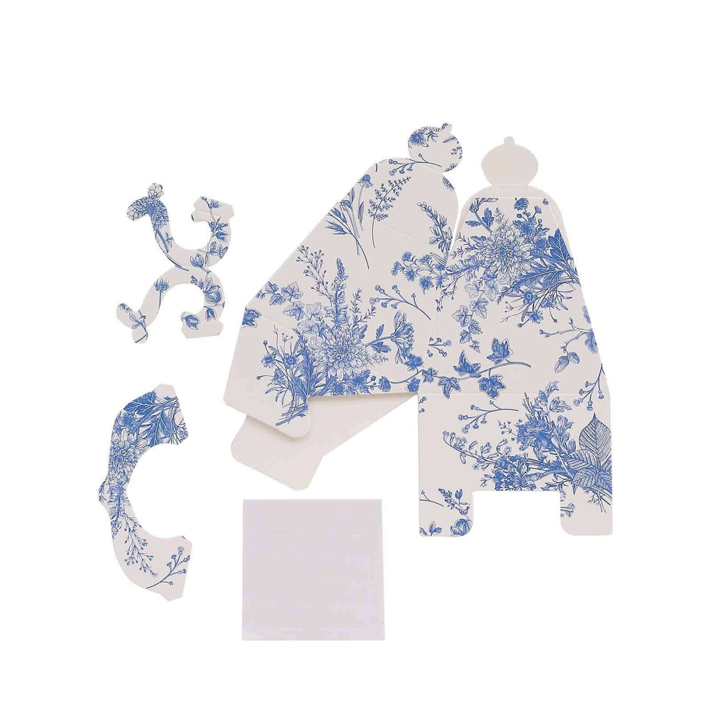 25 Pack White Blue Mini Teapot Party Favor Boxes in French Toile Pattern, Tea Time Gift Boxes - 5"x4" - Bell Racket Store