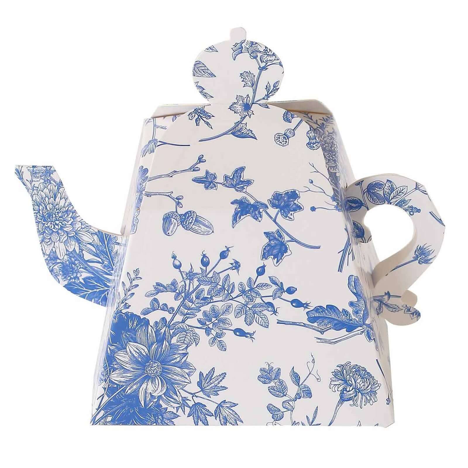 25 Pack White Blue Mini Teapot Party Favor Boxes in French Toile Pattern, Tea Time Gift Boxes - 5"x4" - Bell Racket Store