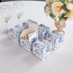 25 Pack White Blue Paper Favor Boxes in French Toile Pattern, Cardstock Party Shower Candy Gift Boxes - 3"x3"x3" - Bell Racket Store