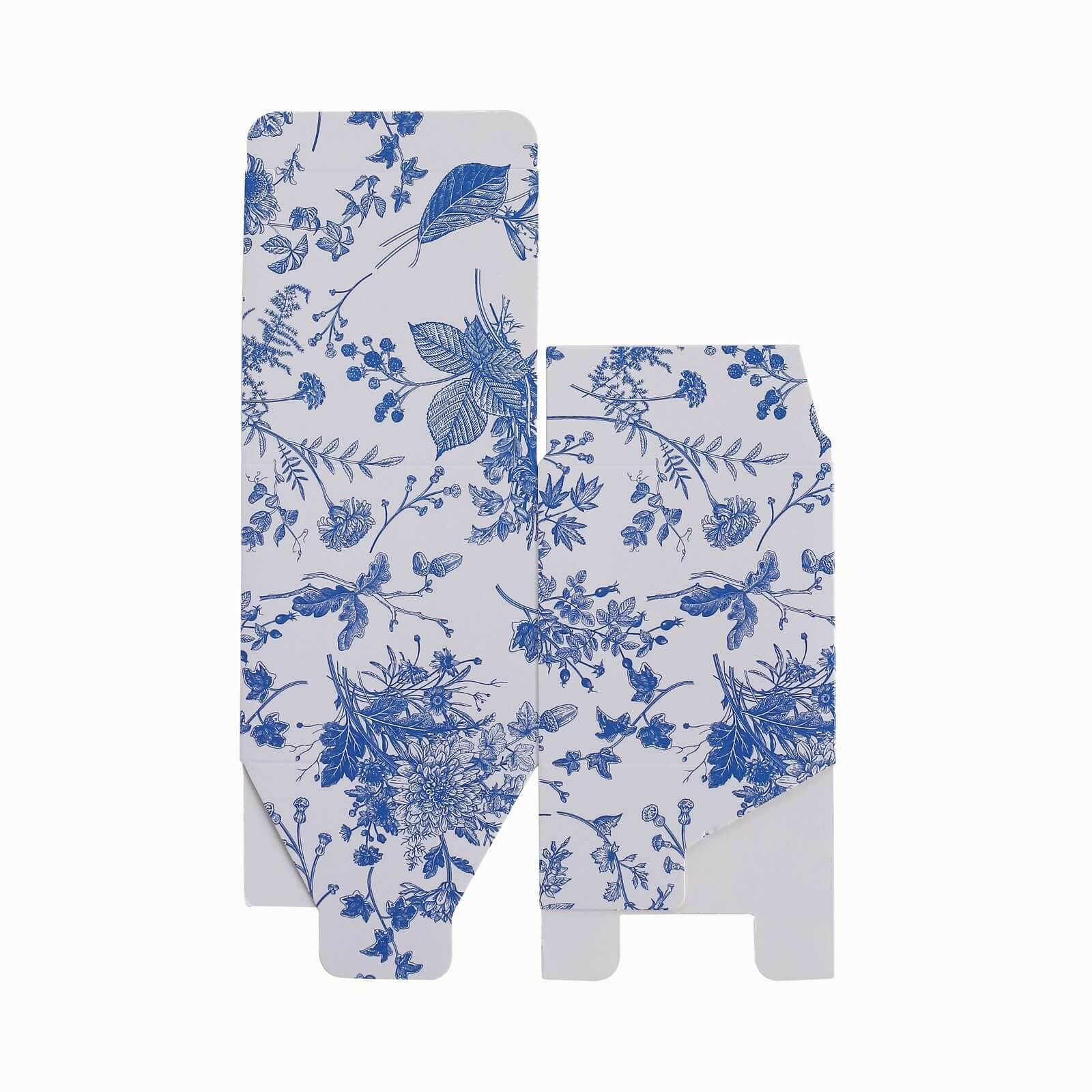 25 Pack White Blue Paper Favor Boxes in French Toile Pattern, Cardstock Party Shower Candy Gift Boxes - 3"x3"x3" - Bell Racket Store