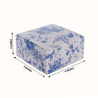 25 Pack White Blue Paper Favor Boxes in French Toile Pattern, Cardstock Party Shower Candy Gift Boxes - 4"x4"x2" - Bell Racket Store
