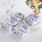 25 Pack White Blue Paper Favor Boxes in French Toile Pattern, Cardstock Party Shower Candy Gift Boxes - 4"x4"x2" - Bell Racket Store