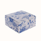 25 Pack White Blue Paper Favor Boxes in French Toile Pattern, Cardstock Party Shower Candy Gift Boxes - 4"x4"x2" - Bell Racket Store