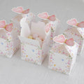 25 Pack White Pink Glitter Butterfly Top Candy Gift Boxes, 3"x4" Spring Floral Party Favor Boxes - Bell Racket Store