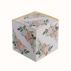 25 Pack White Pink Peony Flowers Print Paper Favor Boxes with Gold Edge, Cardstock Party Shower Candy Gift Boxes - 3"x3"x3" - Bell Racket Store