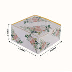 25 Pack White Pink Peony Flowers Print Paper Favor Boxes with Gold Edge, Cardstock Party Shower Candy Gift Boxes - 4"x4"x2" - Bell Racket Store