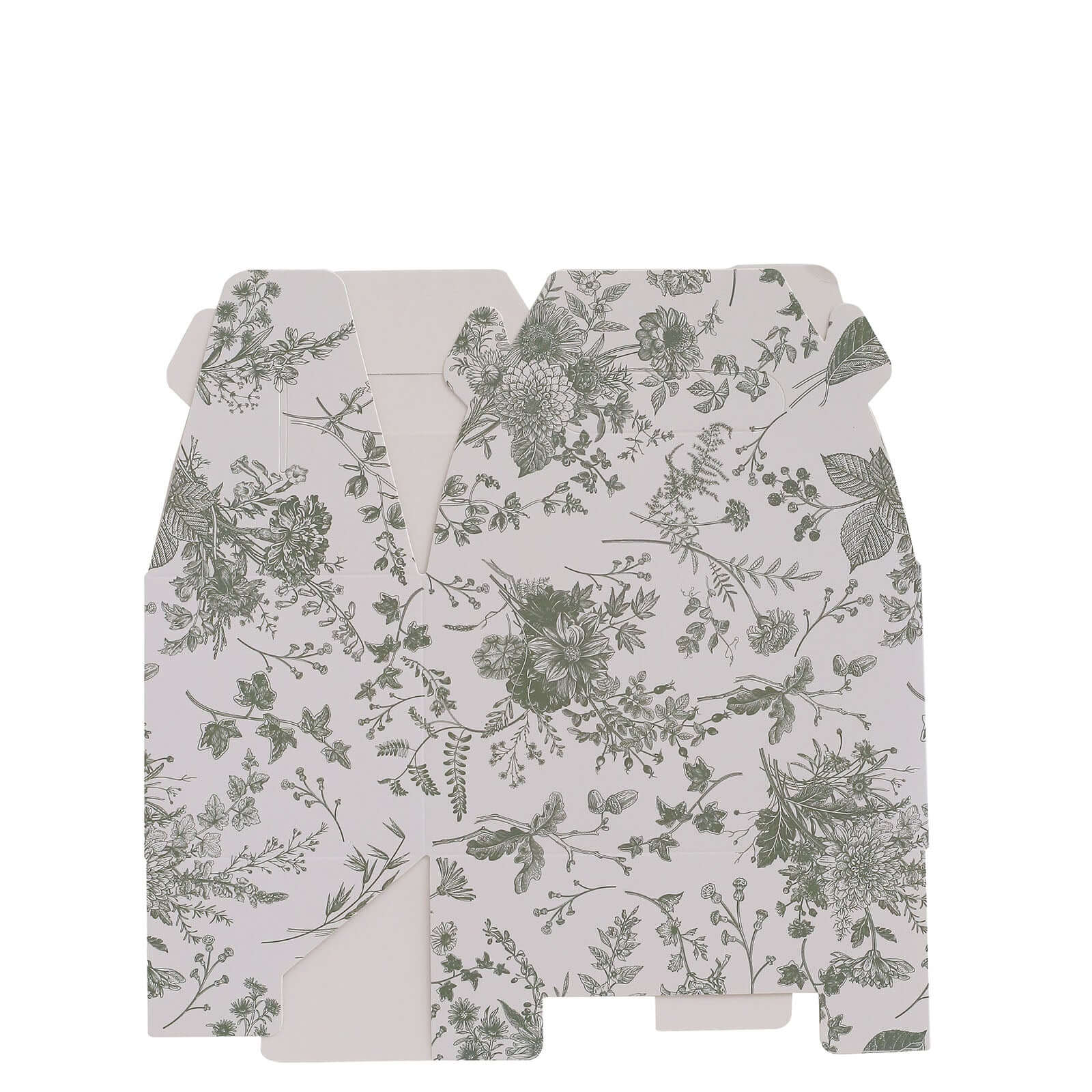 25 Pack White Sage Green Candy Gift Tote Gable Boxes in French Toile Pattern, Party Favor Treat Boxes - 6"x3.5"x7" - Bell Racket Store