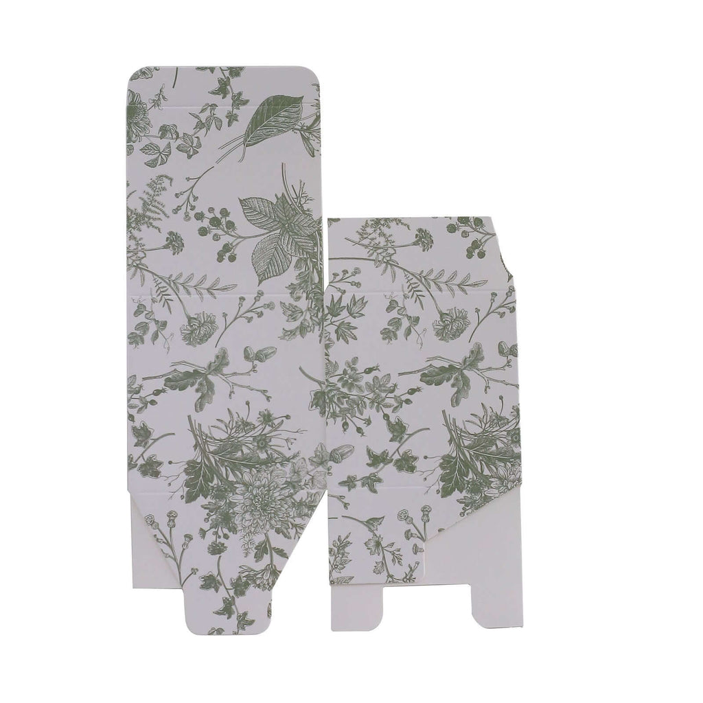 25 Pack White Sage Green Paper Favor Boxes in French Toile Pattern, Cardstock Party Shower Candy Gift Boxes - 3"x3"x3" - Bell Racket Store
