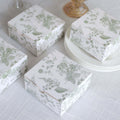 25 Pack White Sage Green Paper Favor Boxes in French Toile Pattern, Cardstock Party Shower Candy Gift Boxes - 4"x4"x2" - Bell Racket Store