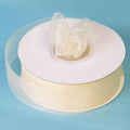 25 Yard 7/8" DIY Ivory Organza Ribbon With Mono Edge - Clearance SALE