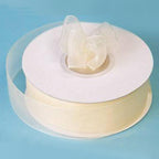 25 Yard 7/8" DIY Ivory Organza Ribbon With Mono Edge - Clearance SALE