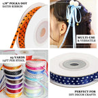 25 Yards 1/8" Light Blue Satin Polka Dot Ribbon - Clearance SALE - Bell Racket Store