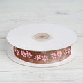 25 Yards 7/8" Chocolate Brown Pink Paw Print Satin Ribbon - Bell Racket Store