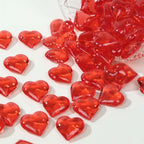 250 Pcs Acrylic Heart Diamond Gems Red Vase Fillers - Romantic Translucent Table Scatters for Valentineâ€™s Day & Events - Bell Racket Store