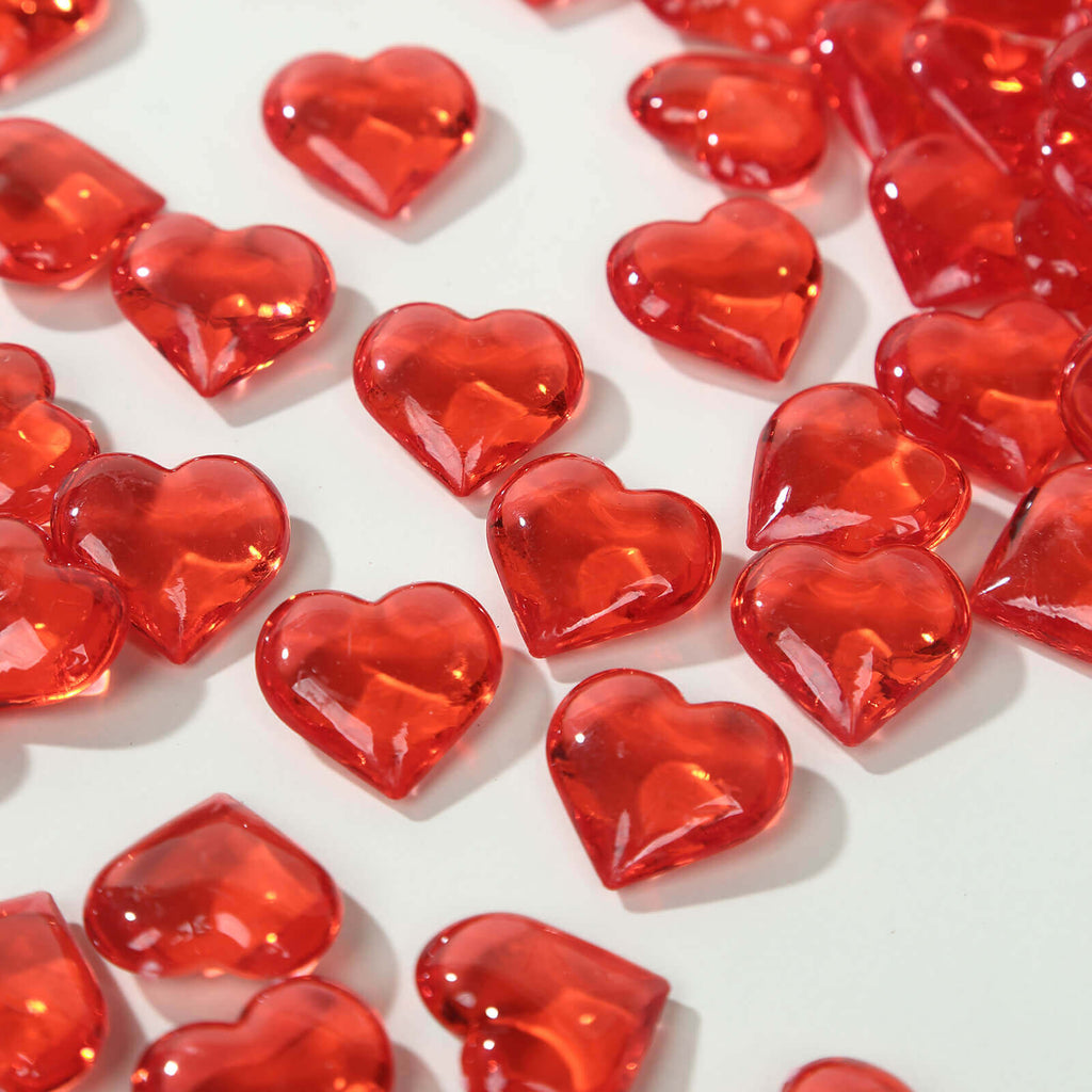 250 Pcs Acrylic Heart Diamond Gems Red Vase Fillers - Romantic Translucent Table Scatters for Valentineâ€™s Day & Events - Bell Racket Store