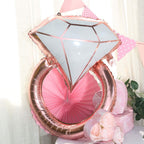26" Giant Rose Gold White Diamond Ring Mylar Foil Helium Air Balloon - Bell Racket Store