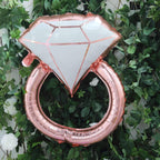 26" Giant Rose Gold White Diamond Ring Mylar Foil Helium Air Balloon - Bell Racket Store