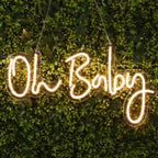 26" Oh Baby Neon Light Sign, LED Reusable Wall DÃ©cor Lights With 5ft Hanging Chain - Bell Racket Store