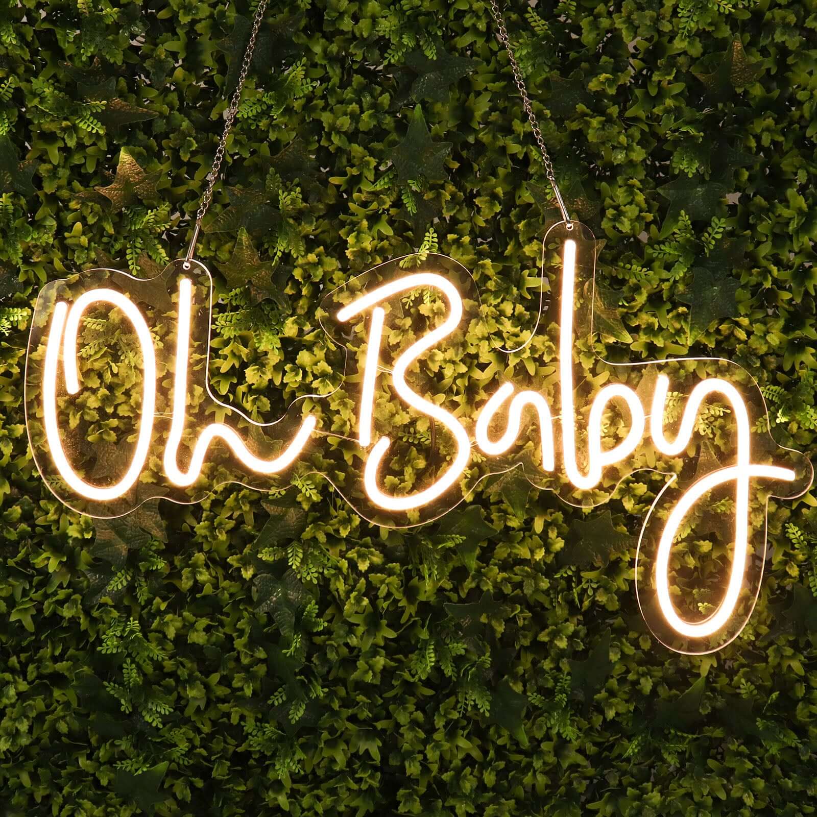 26" Oh Baby Neon Light Sign, LED Reusable Wall DÃ©cor Lights With 5ft Hanging Chain - Bell Racket Store