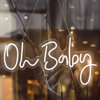 26" Oh Baby Neon Light Sign, LED Reusable Wall DÃ©cor Lights With 5ft Hanging Chain - Bell Racket Store