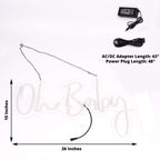 26" Oh Baby Neon Light Sign, LED Reusable Wall DÃ©cor Lights With 5ft Hanging Chain - Bell Racket Store