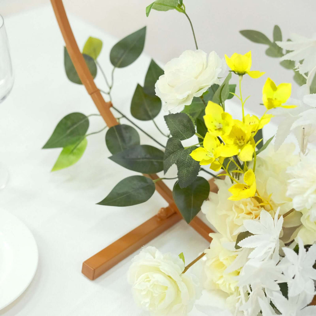 28" Gold Metal Round Hoop Wedding Centerpiece, Self Standing Table Floral Wreath Frame - Bell Racket Store