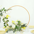28" Gold Metal Round Hoop Wedding Centerpiece, Self Standing Table Floral Wreath Frame - Bell Racket Store