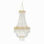 2ft Empire Style Beaded Crystal Chandelier with Gold Ornate Metal Frame, Adjustable Hanging Farmhouse Pendant Ceiling Lighting - Bell Racket Store