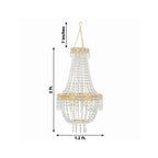 2ft Empire Style Beaded Crystal Chandelier with Gold Ornate Metal Frame, Adjustable Hanging Farmhouse Pendant Ceiling Lighting - Bell Racket Store