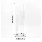 3 - Arm Round Crystal Glass Candelabra Clear Taper Design - Sophisticated Pillar Candle Holder Table Centerpiece for Weddings 23" - Bell Racket Store