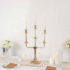 3 - Arm Taper Candelabra Candle Holder Stand Gold Metal Wedding Centerpiece - Decorative Display 20" - Bell Racket Store