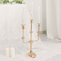 3 - Arm Taper Candelabra Candle Holder Stand Gold Metal Wedding Centerpiece - Decorative Display 20" - Bell Racket Store