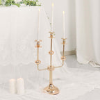 3 - Arm Taper Candelabra Candle Holder Stand Gold Metal Wedding Centerpiece - Decorative Display 20" - Bell Racket Store